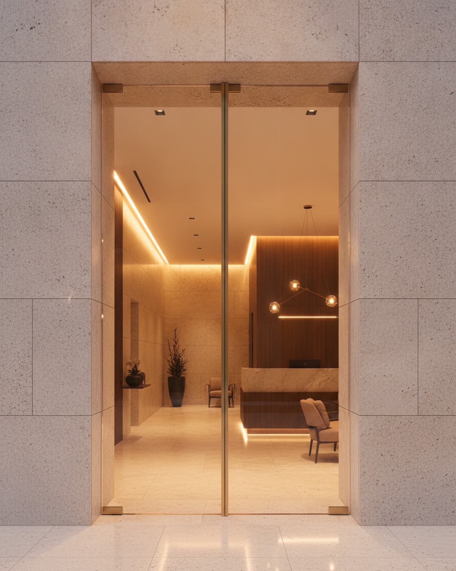 Full-Height Glass Lobby Door