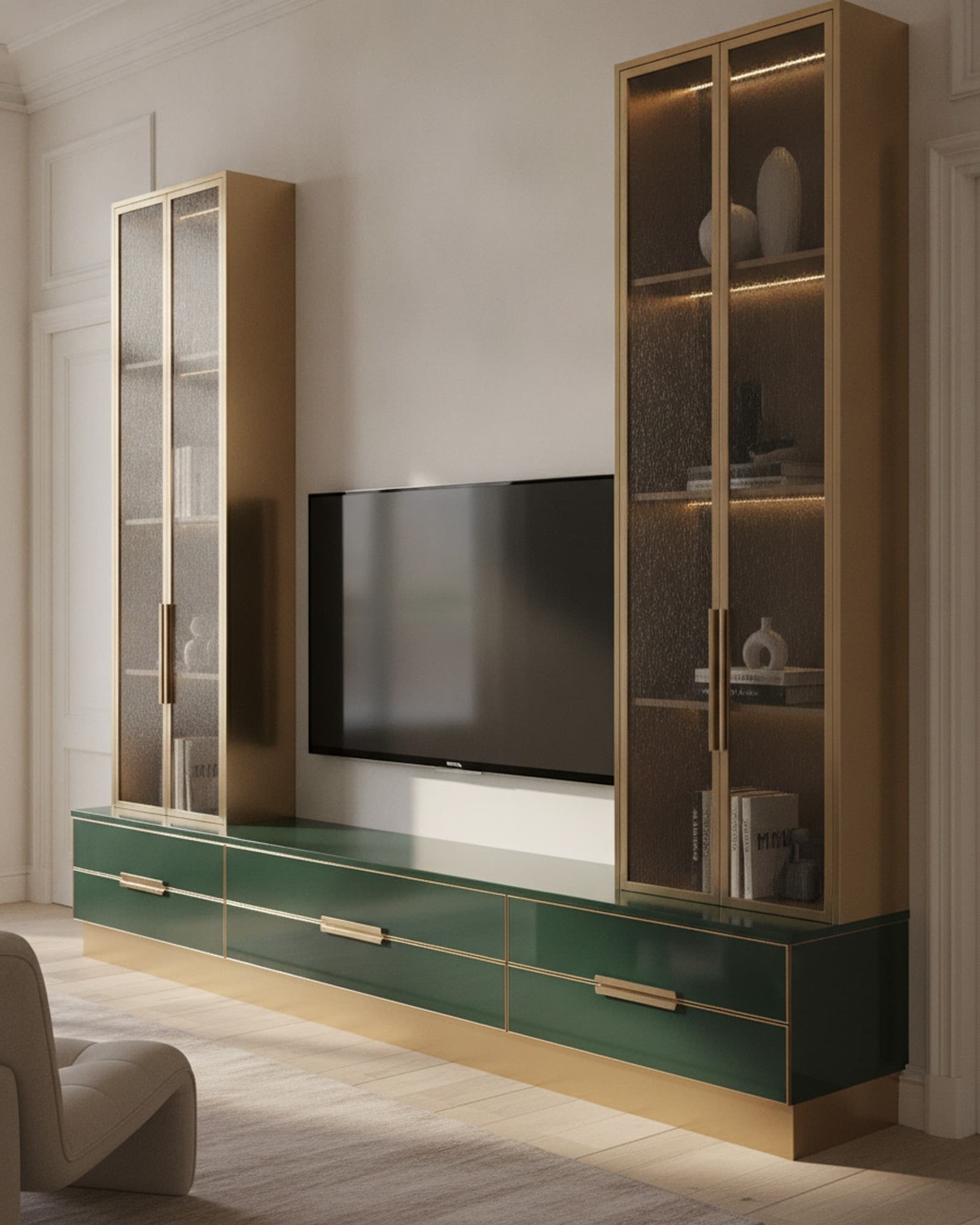 Emerald & Brass Media Wall