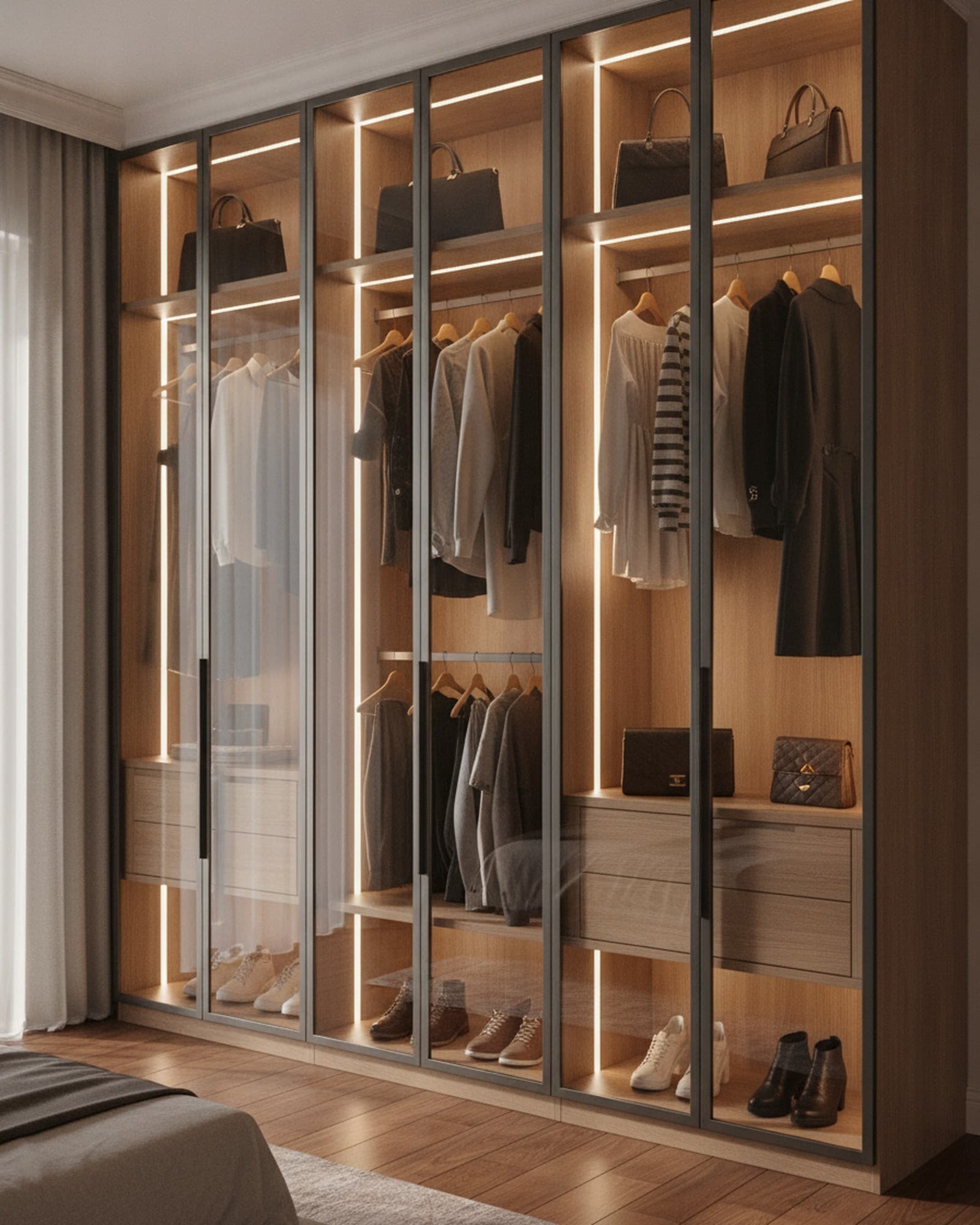 Glass-Front Walk-in Wardrobe