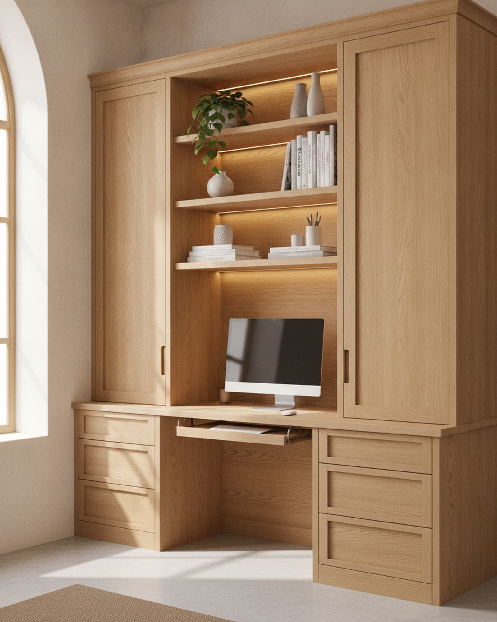 Oak Utility & Study Wall