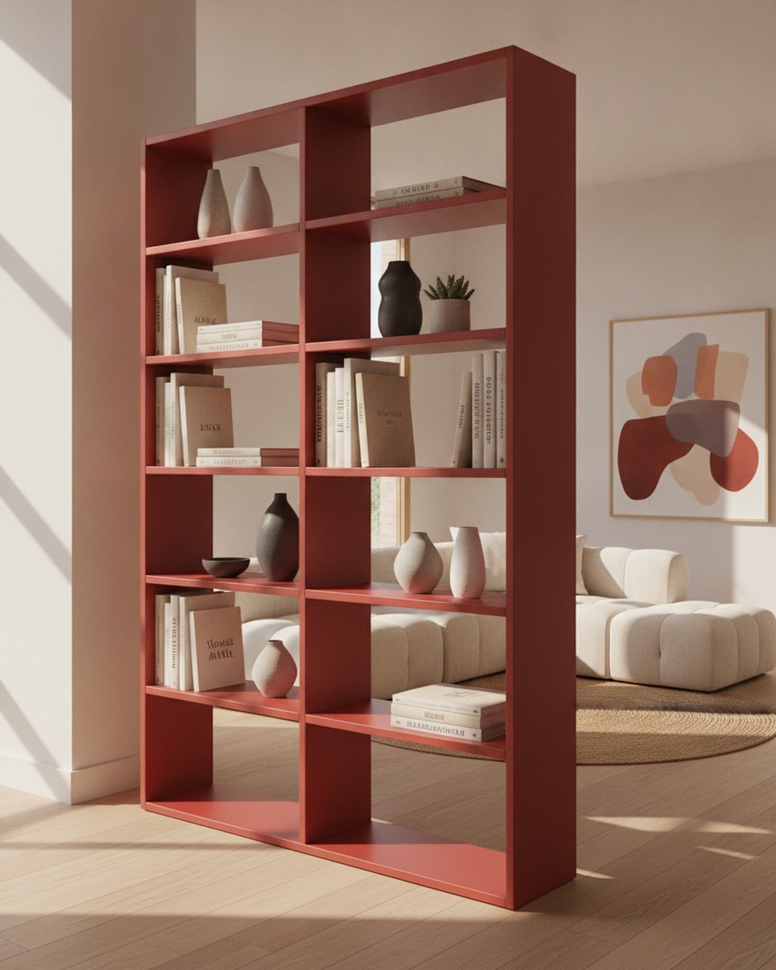 Red Open Bookcase