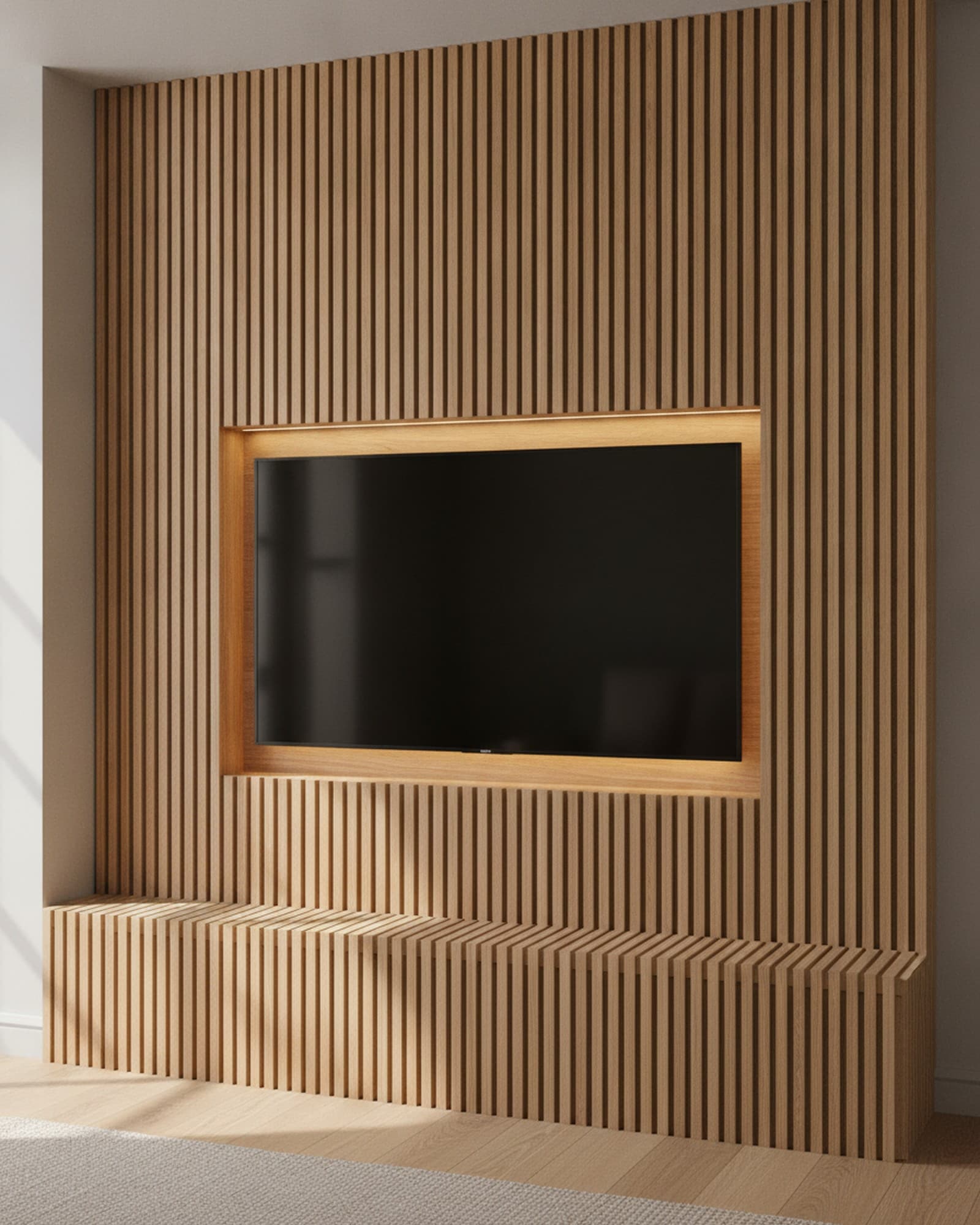 Slatted Oak Media Wall