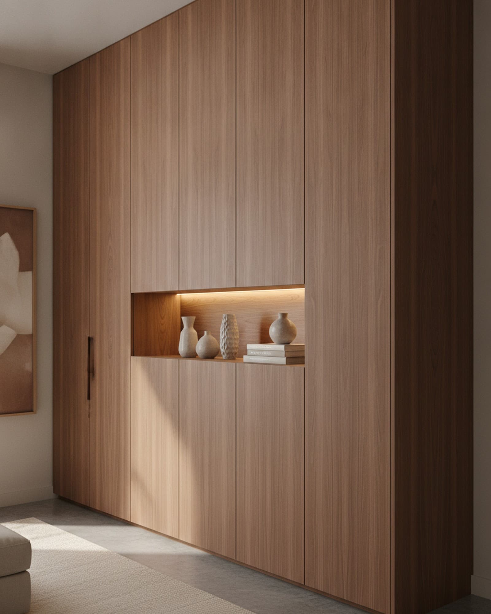 Warm Walnut Wardrobe Wall