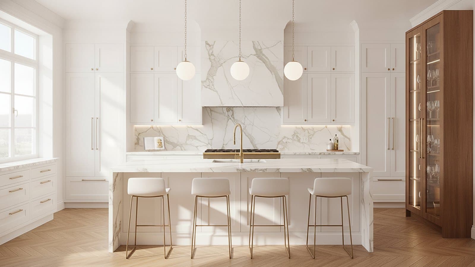 Brass & Calacatta Kitchen