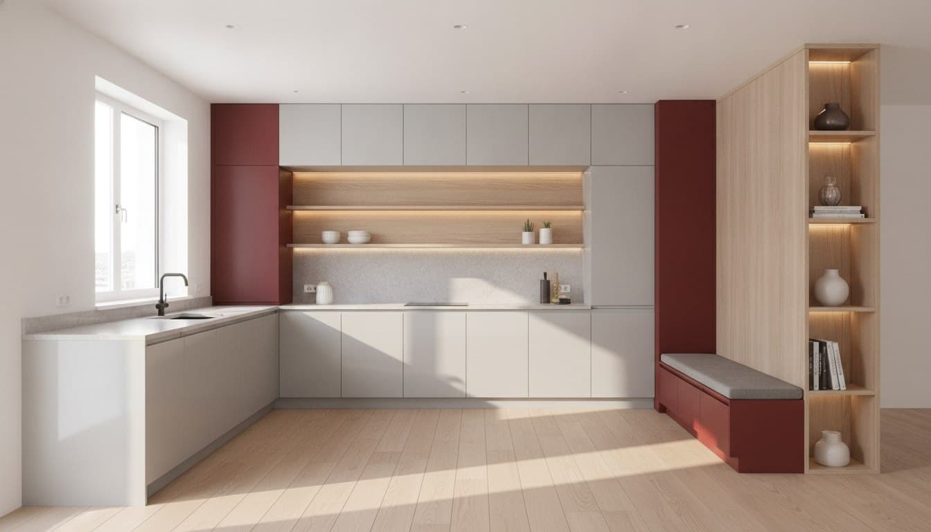 Grey & Red Kitchen