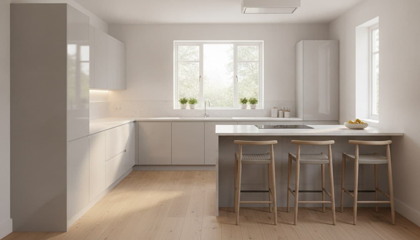 Light Grey Peninsula Kitchen