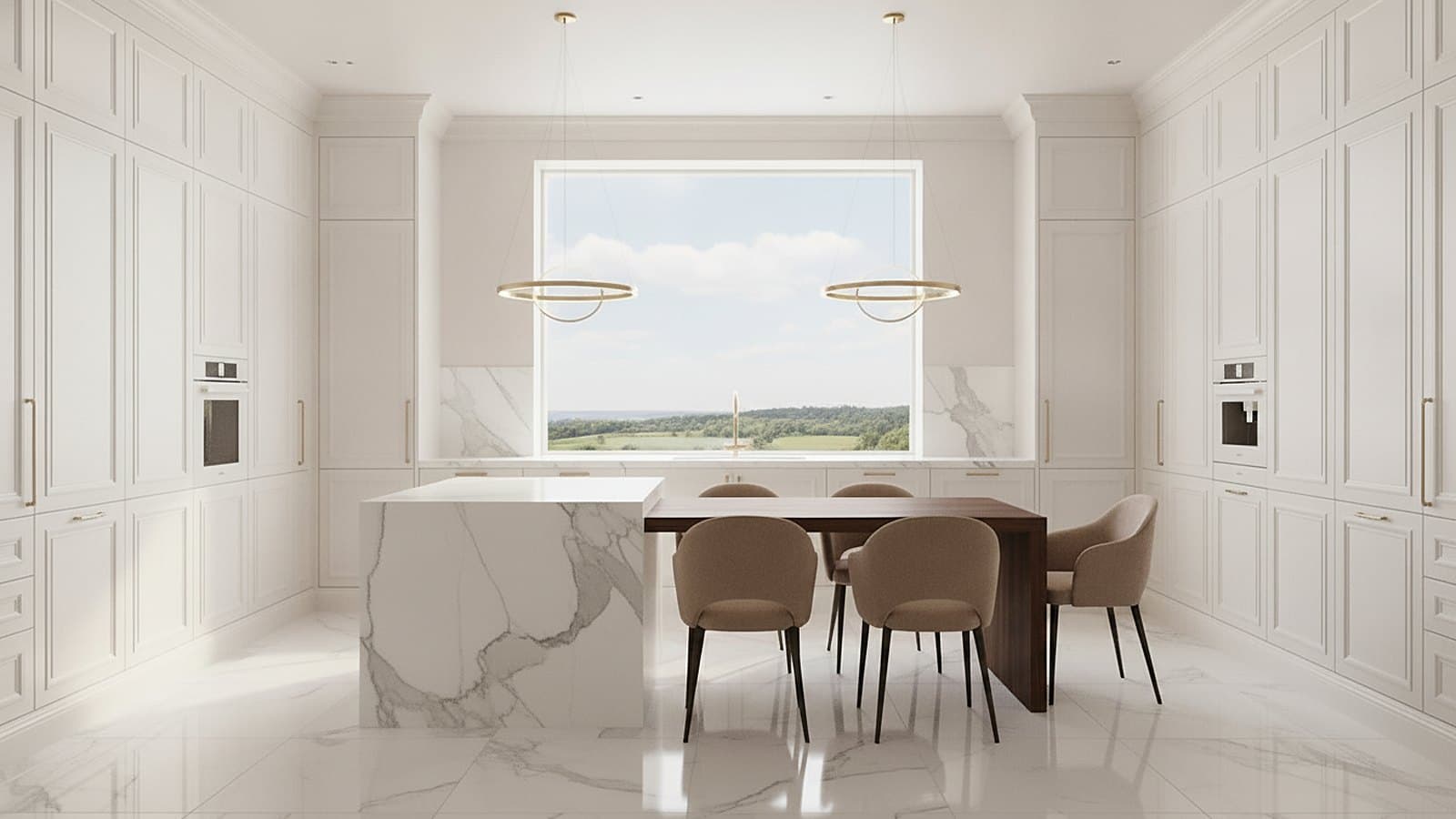 Marble Waterfall Kitchen