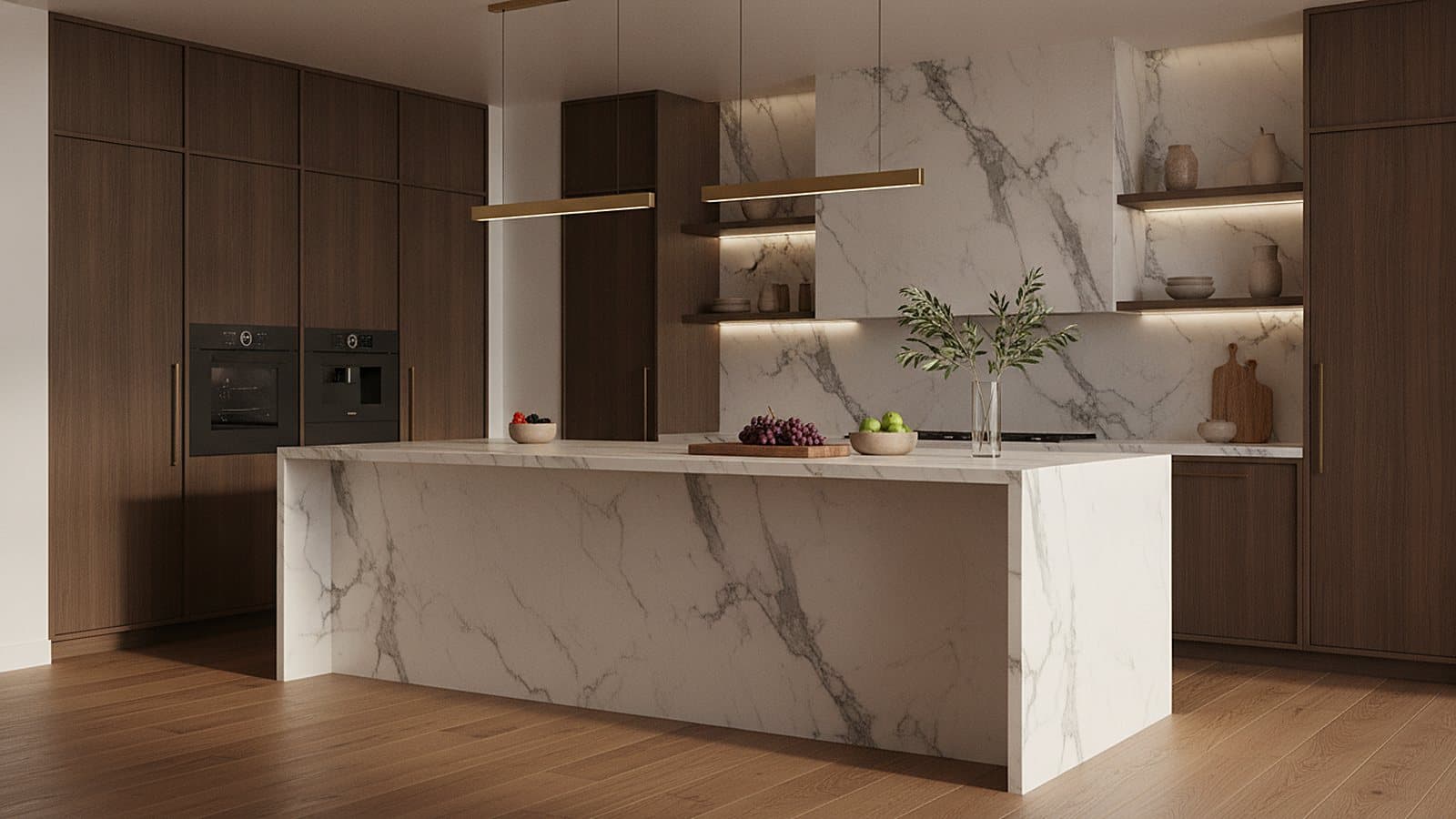 Walnut & Stone Modern Kitchen