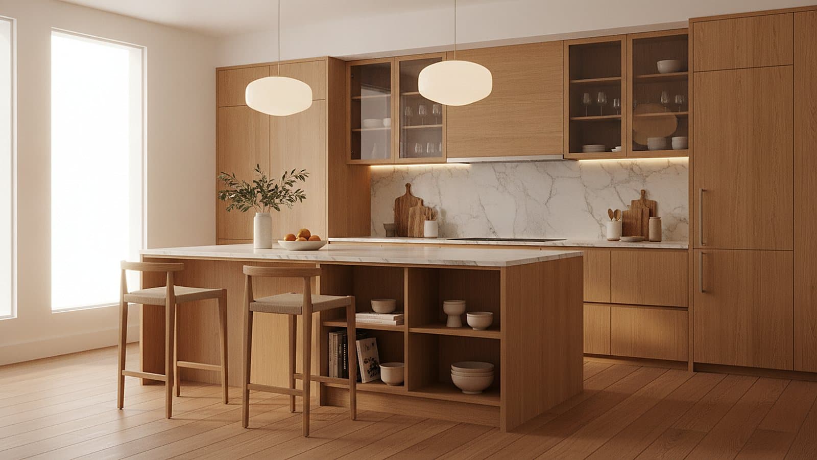 Warm Oak Induction Kitchen
