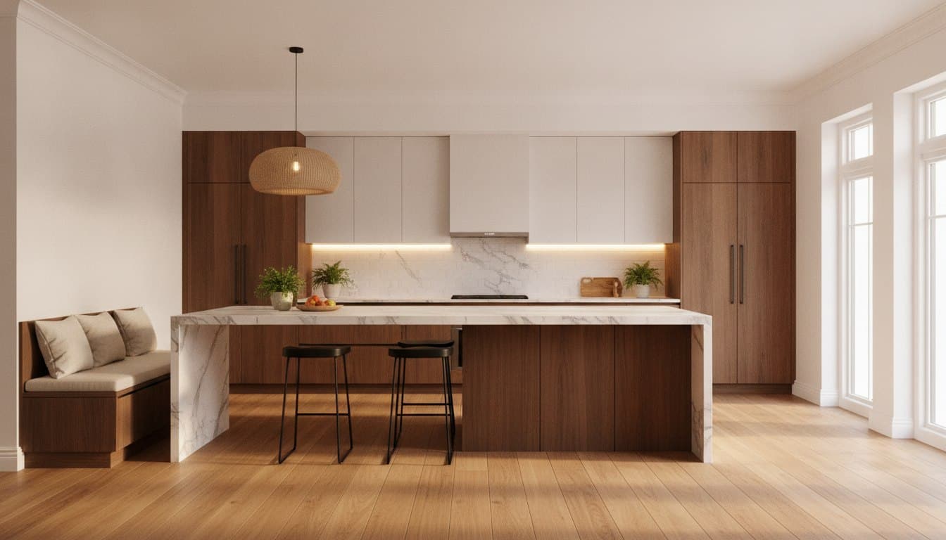 White & Wood Peninsula Kitchen