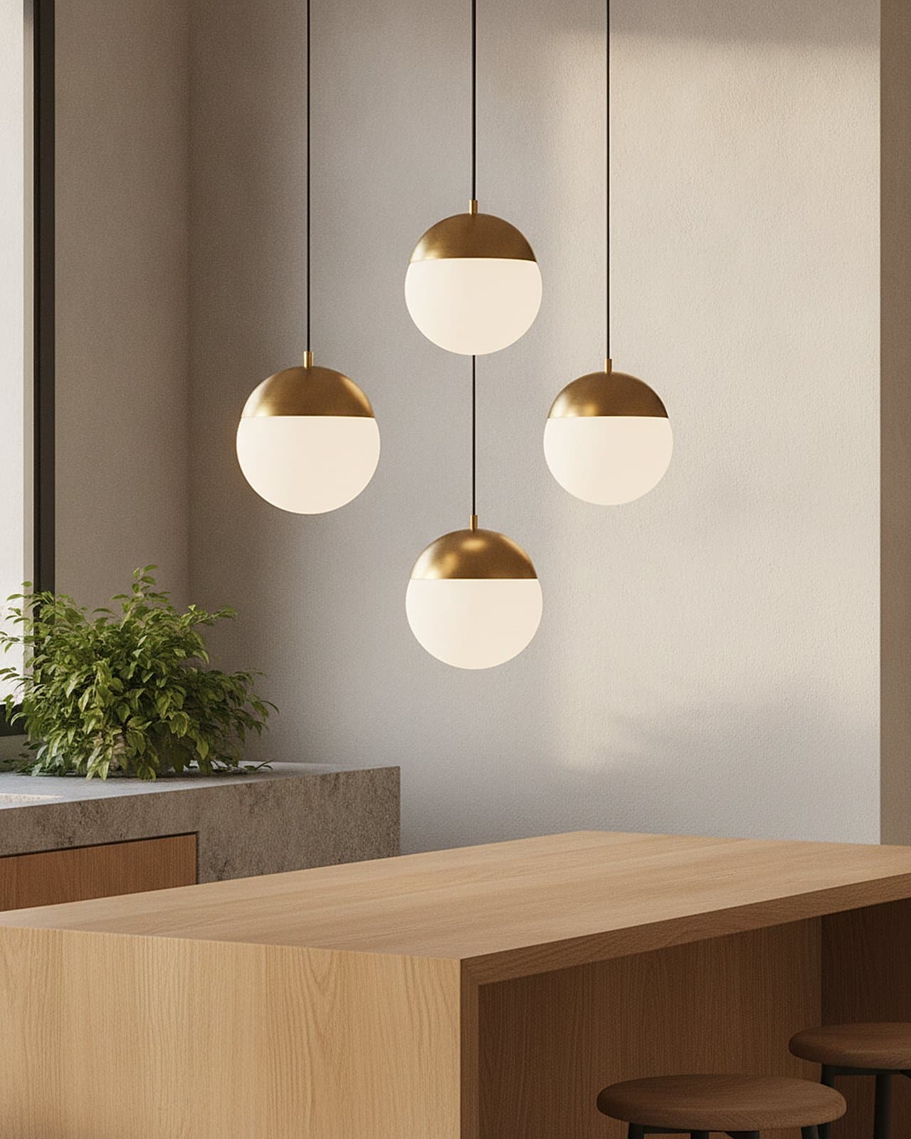 Brass-Capped Globe Pendant