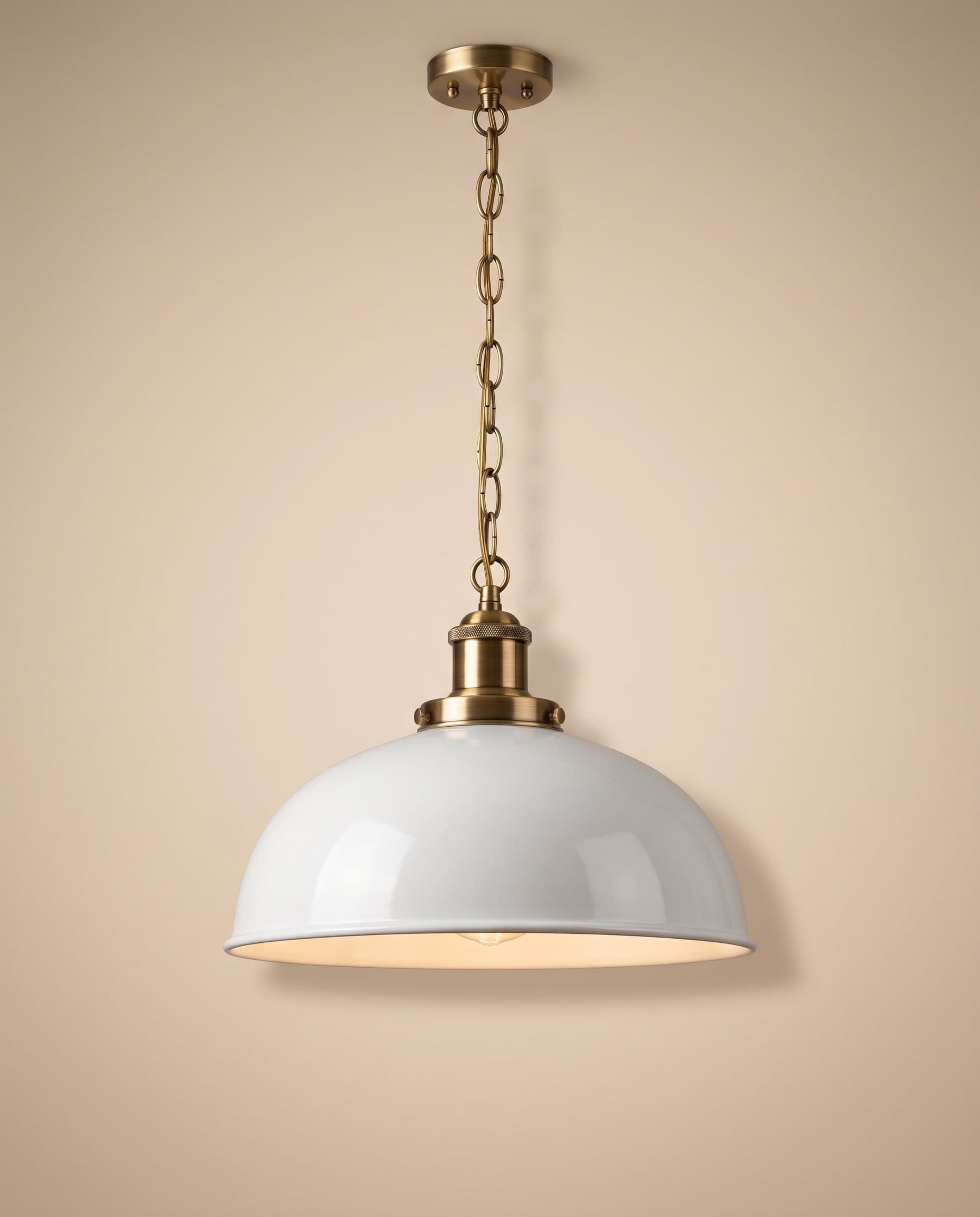 White Enamel Dome Pendant