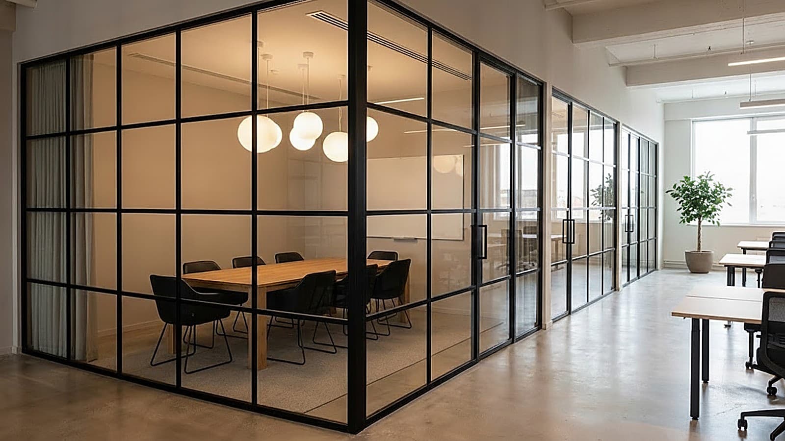 Glazed meeting rooms