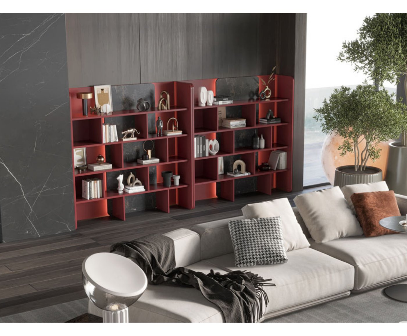 A splash of colour that organises the room