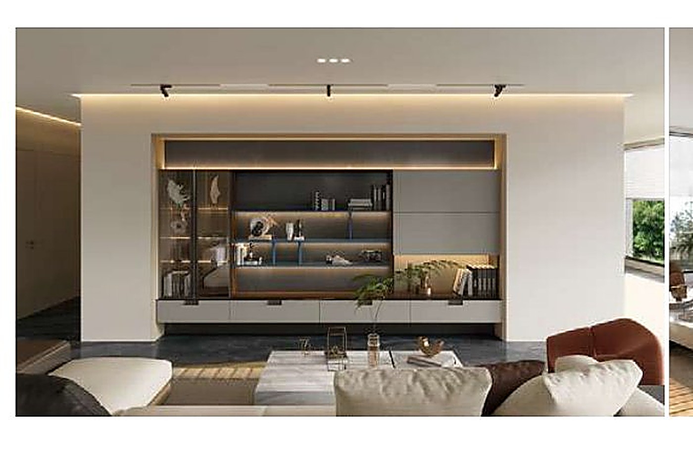 Display above, concealed storage below