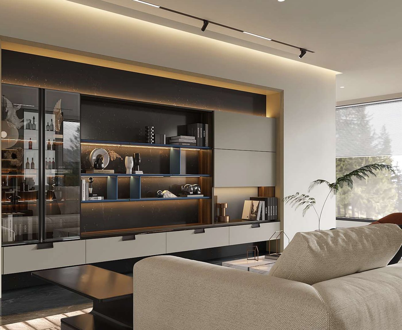 Warmth and drama in dark walnut
