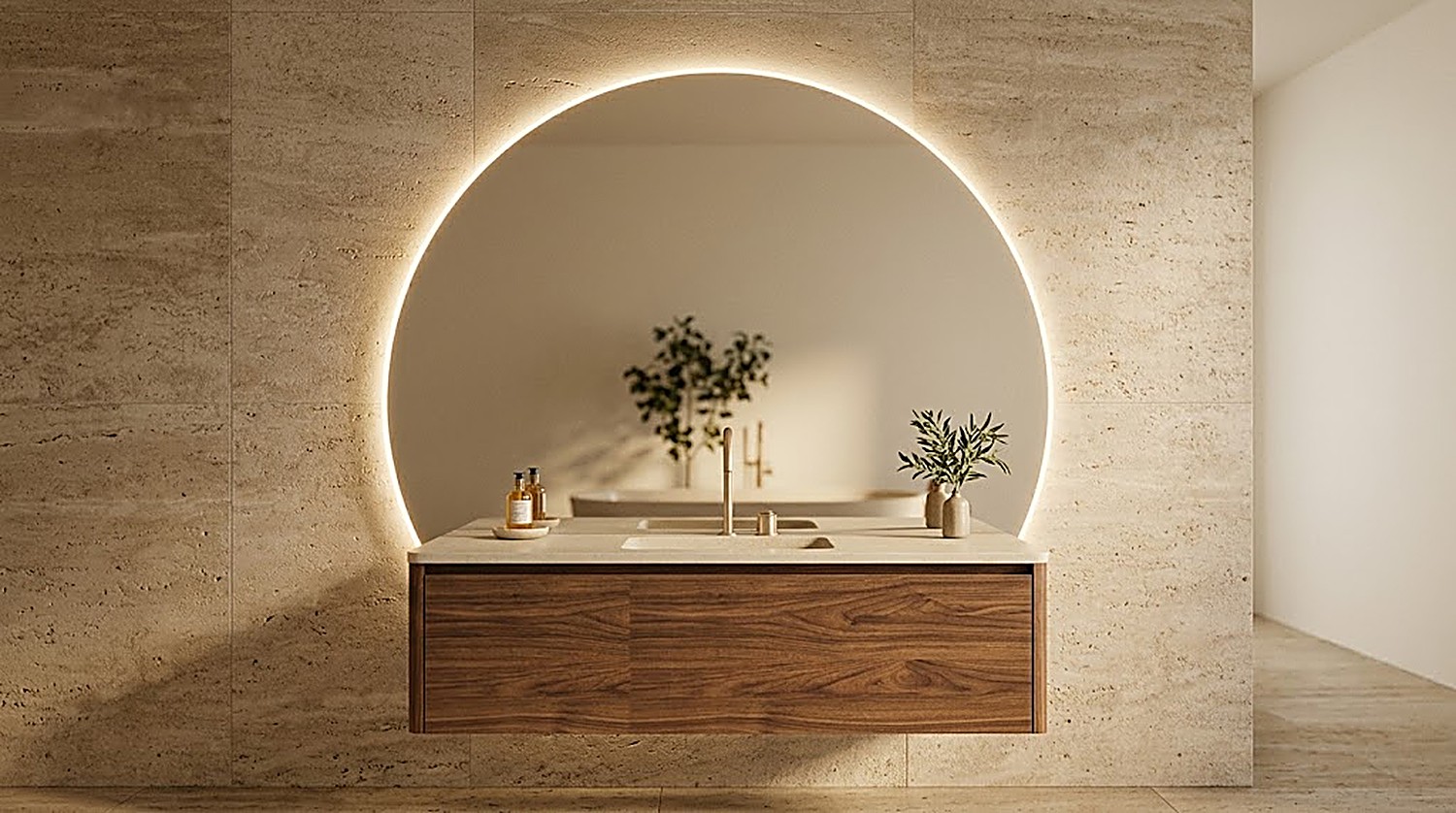 The backlit round mirror