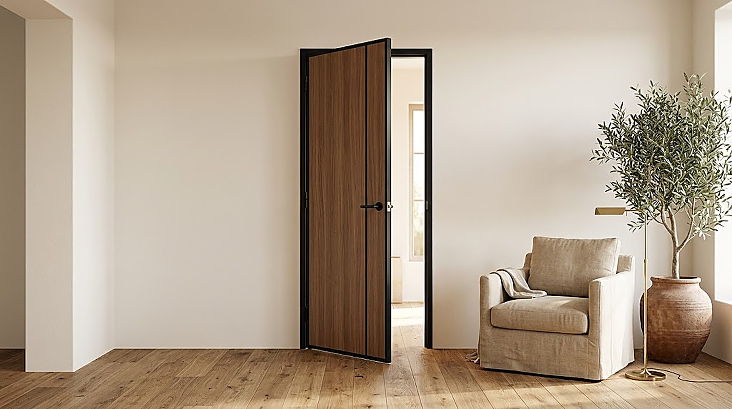 Aluminium frame, warm wood