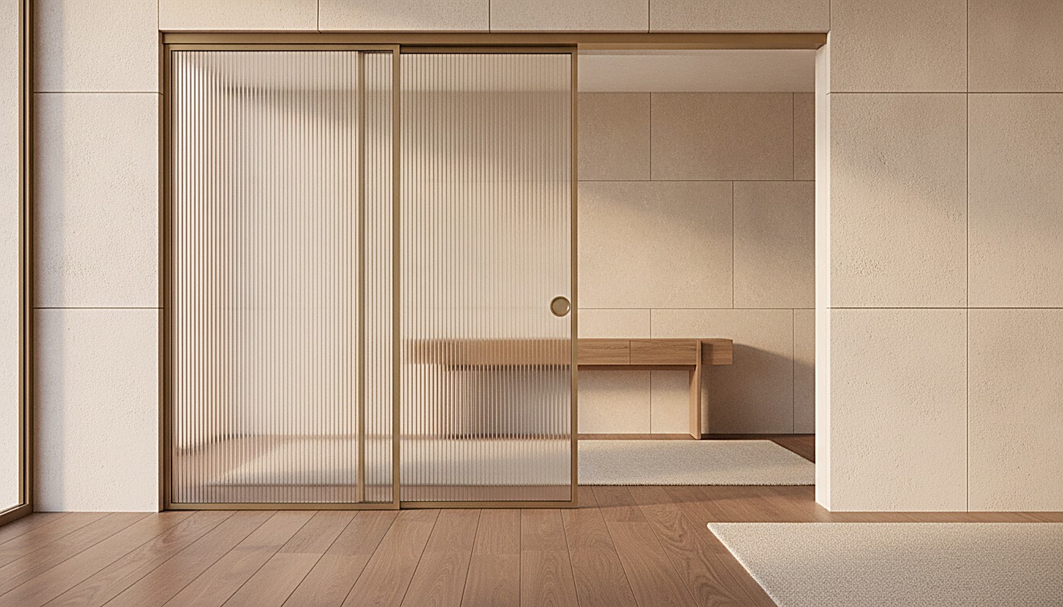Reeded glass, slim frame