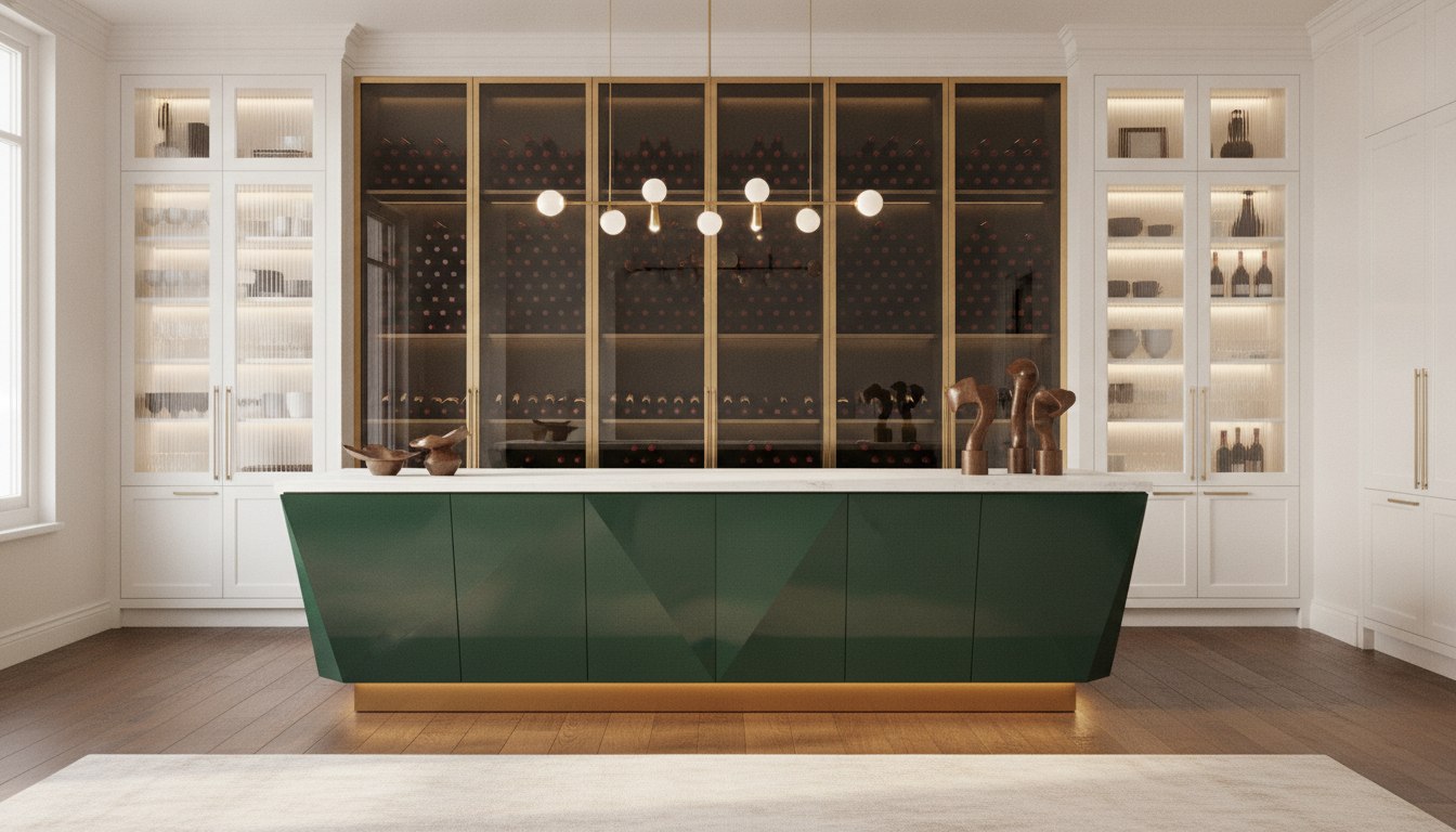 Gloss display and a wine wall