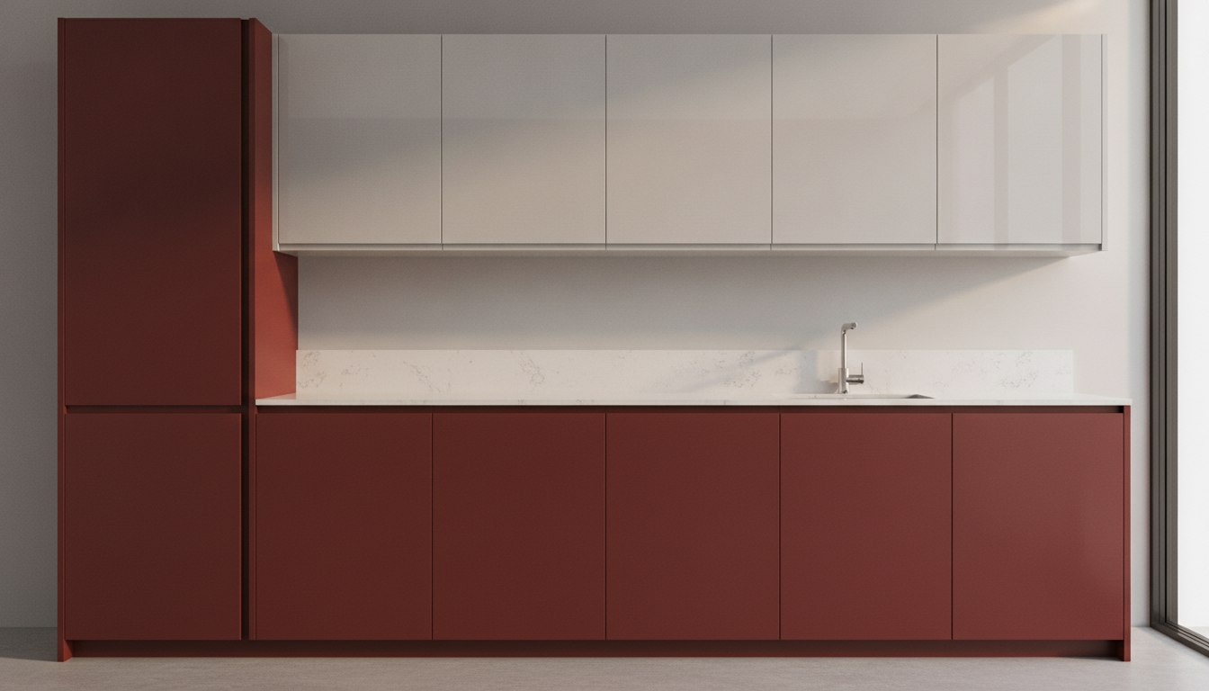 A striking two-tone, handleless design
