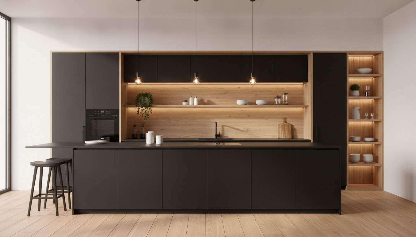 Black, warmed by wood
