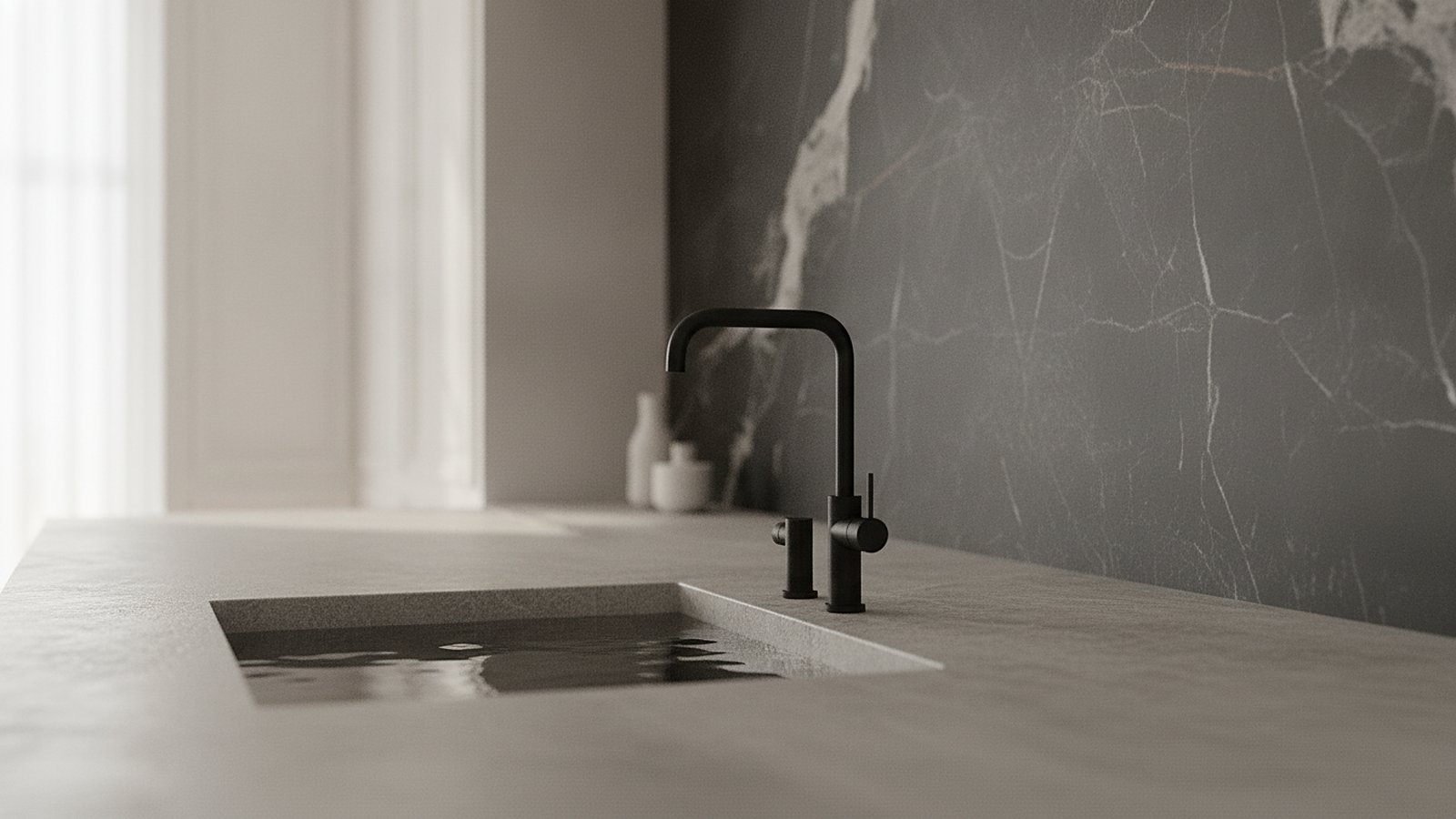 A black-marble niche