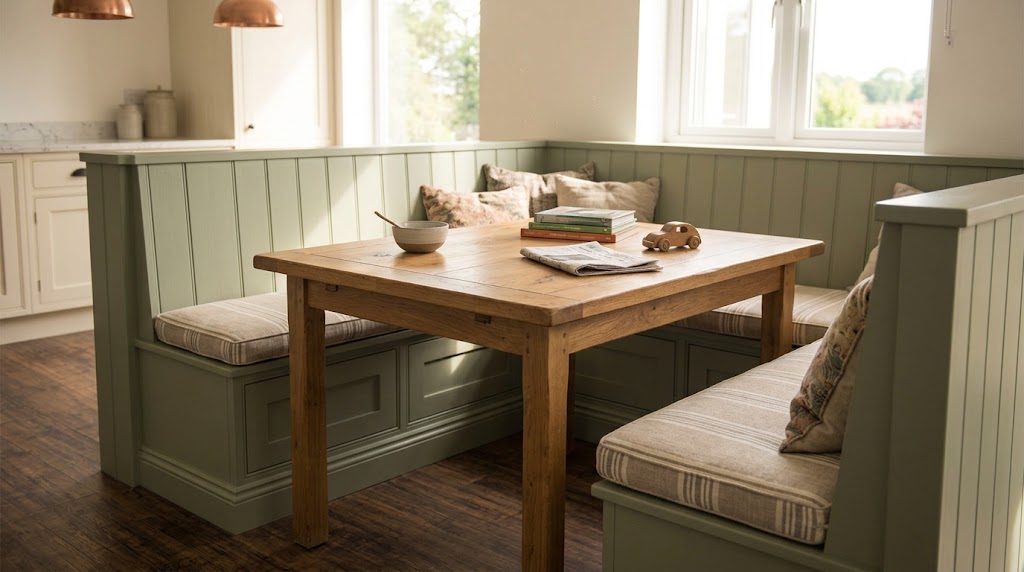 A built-in dining booth