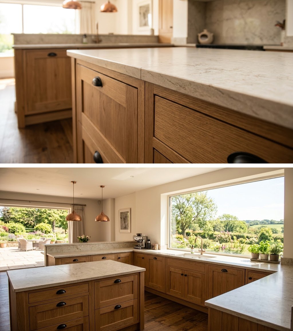 Timber & Stone Kitchen — design collage